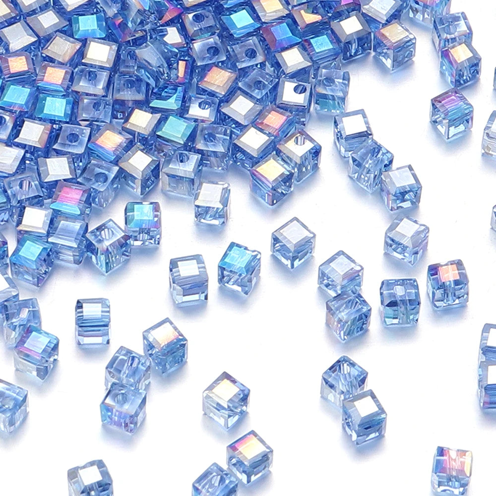 Square Faceted Glass Crystal Beads
