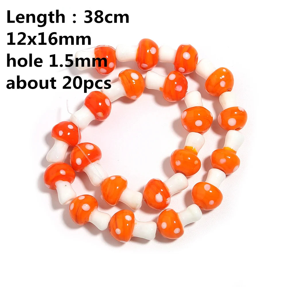 Colourful Lampwork Beads Glass Mushroom