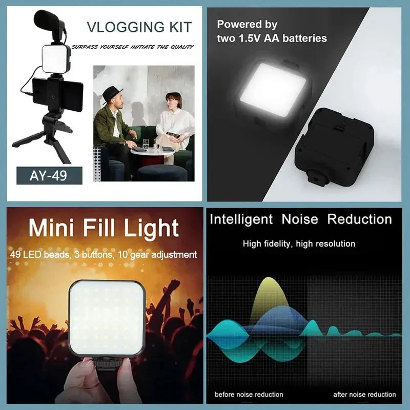 Smartphone Vlogging Kit With Tripod Phone Holder