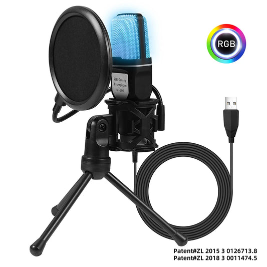 USB Microphone RGB Microfone Condensador