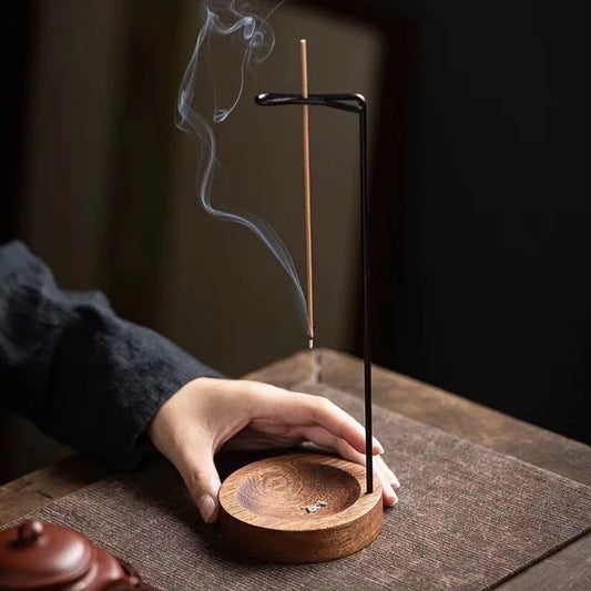 Burner Incense Stick Holder Wooden Round Incense Tray Ornament