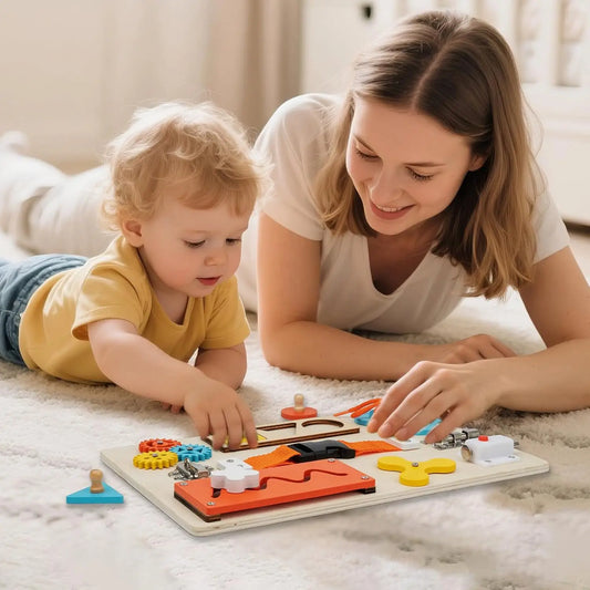 Wooden Activity Sensory Board for Fine Motor Skills