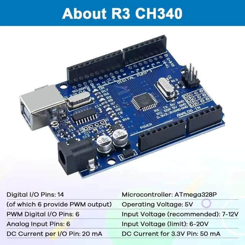 UNO R3 CH340G+MEGA328P SMD Chip 16Mhz For Arduino