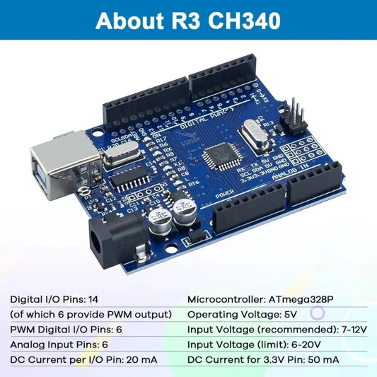 UNO R3 CH340G+MEGA328P SMD Chip 16Mhz For Arduino