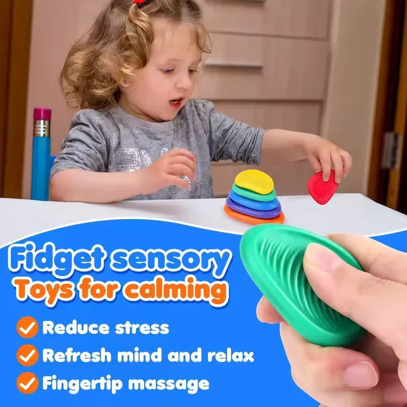 6Pcs Fidget Toys Adults Sensory Silicone Stone