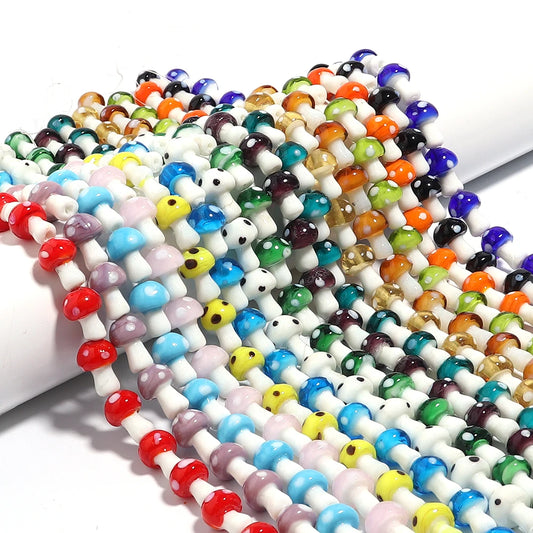 Colourful Lampwork Beads Glass Mushroom