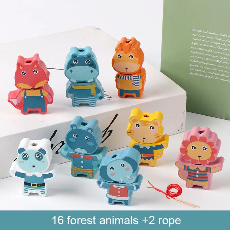 Kids Montessori Wooden Lacing Toy