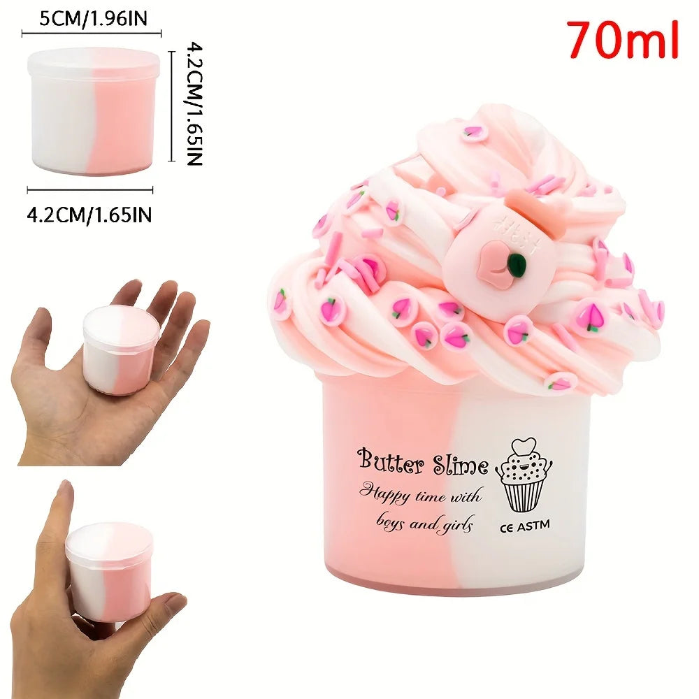 2.37oz Fluffy Two-Tone Butter Slime Super Soft Clay