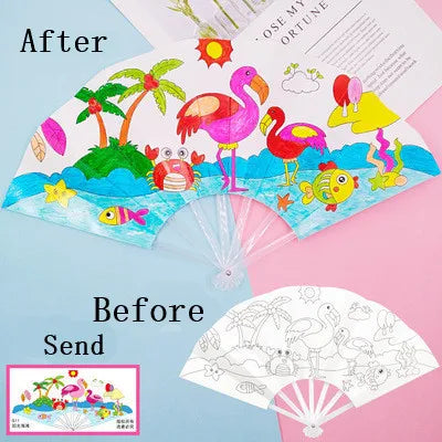 Painting Summer Fan DIY Toys For Children