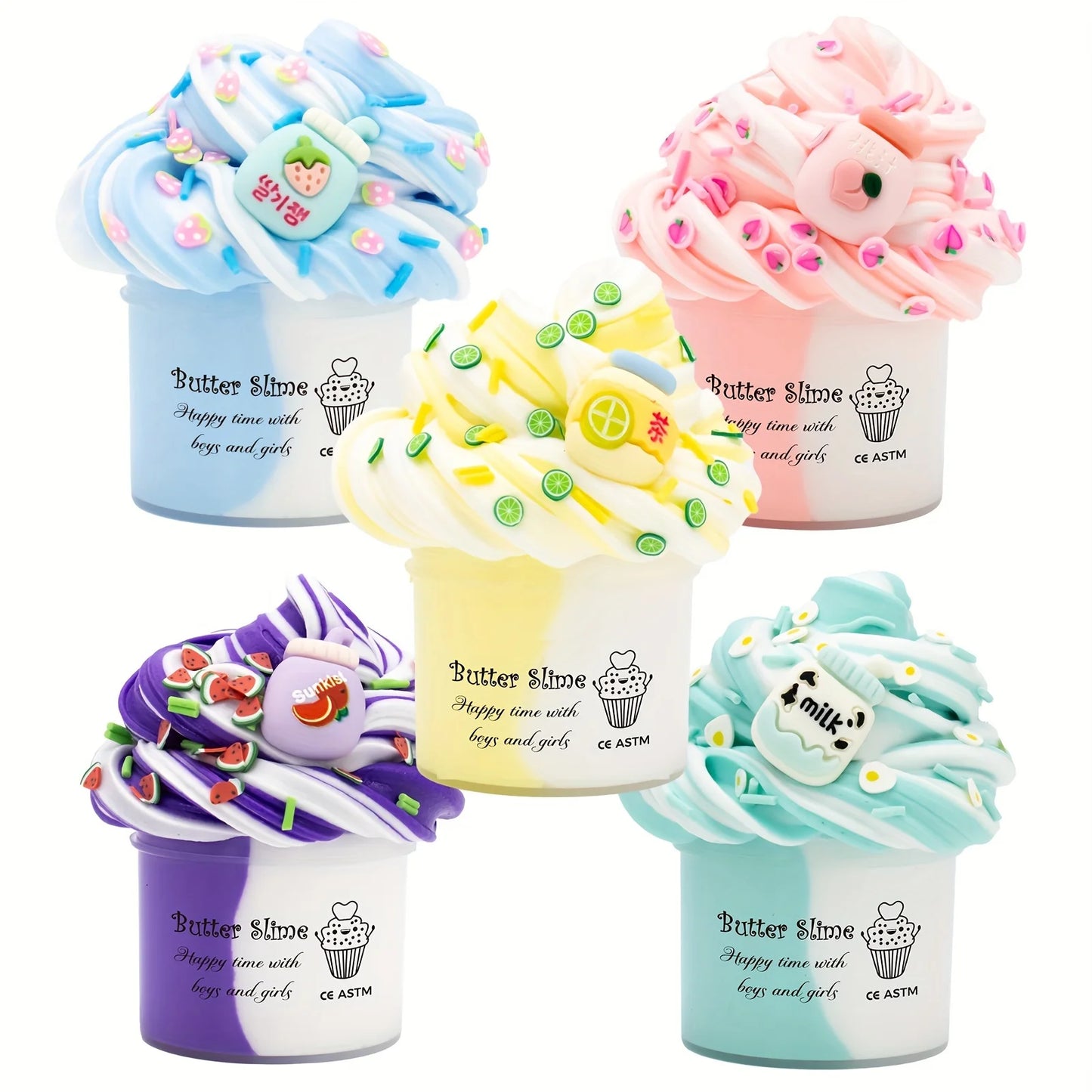 2.37oz Fluffy Two-Tone Butter Slime Super Soft Clay