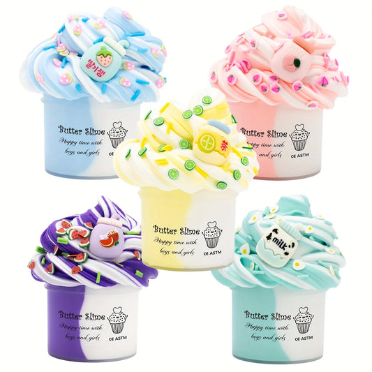 2.37oz Fluffy Two-Tone Butter Slime Super Soft Clay
