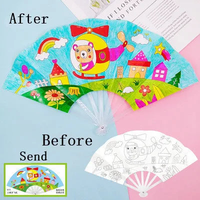 Painting Summer Fan DIY Toys For Children