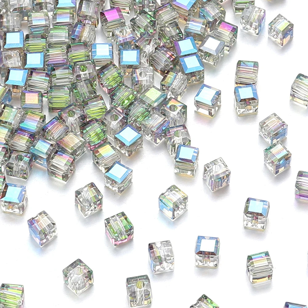 Square Faceted Glass Crystal Beads