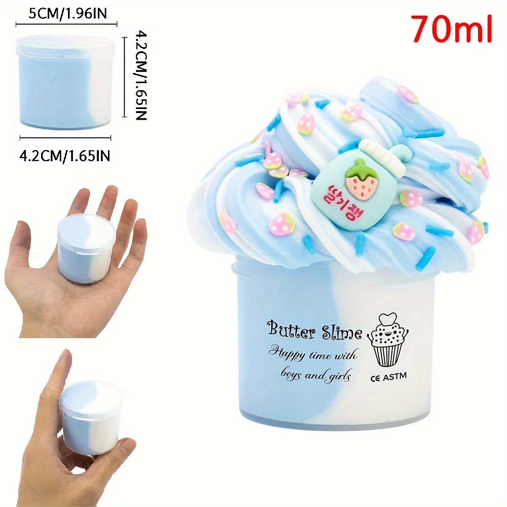 2.37oz Fluffy Two-Tone Butter Slime Super Soft Clay