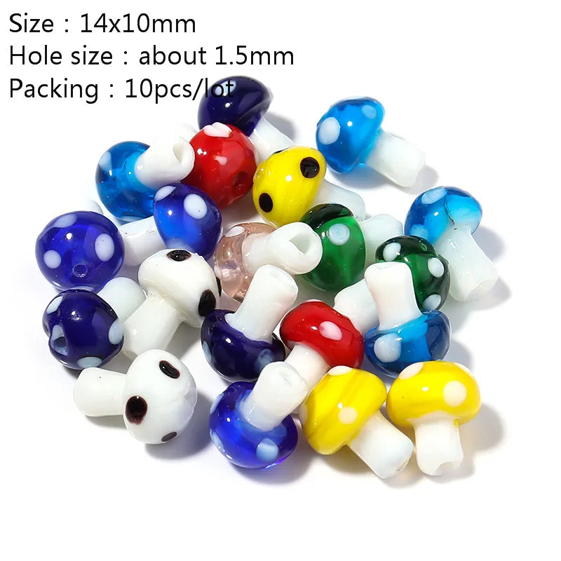 Colourful Lampwork Beads Glass Mushroom